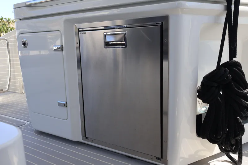 Slide: The Image of 2024 Galeon 325 GTO yacht outdoor kitchen with grill and sink. - 29