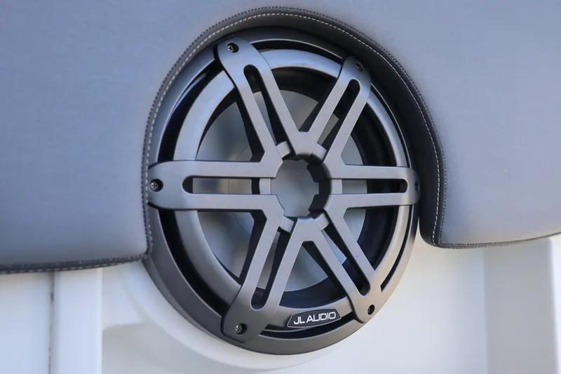 Slide: The Image of JL Audio speaker on 2024 Galeon 325 GTO boat, featuring sleek design and premium sound. - 50