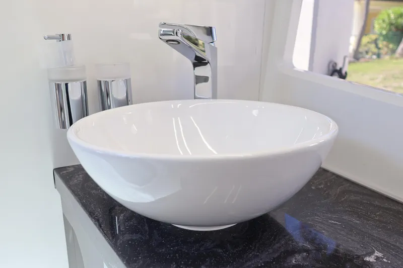 Slide: The Image of Manufacturer Provided Image: Modern bathroom in 2024 Galeon 325 GTO yacht with sleek fixtures and elegant design. - 67