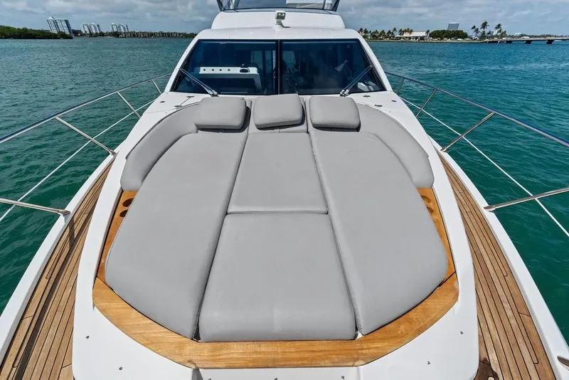 Slide: The Image of Luxurious 2019 Azimut yacht with spacious sunbathing deck on calm waters. - 42