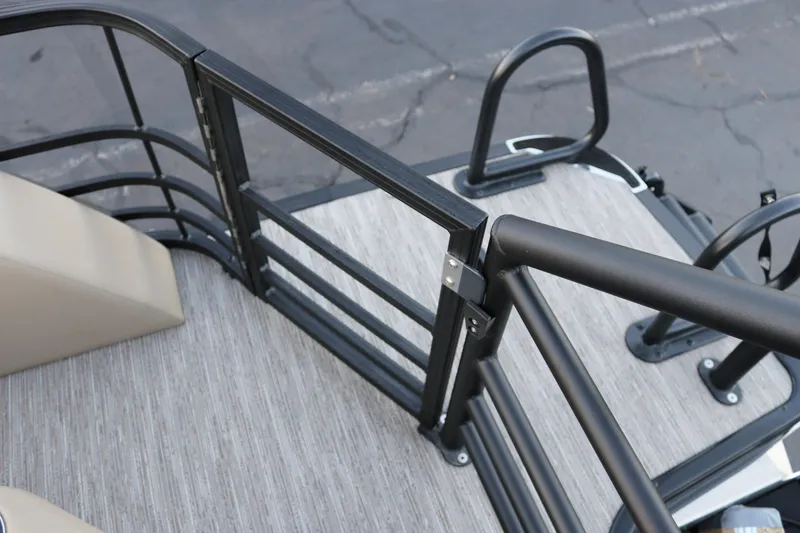 Slide: The Image of 2026 SunChaser Eclipse 23 SB DH pontoon boat deck with sleek railing design. - 10