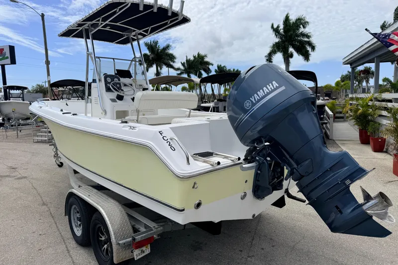 Slide: The Image of 2007 Sea Hunt Triton 220 boat with Yamaha outboard motor on trailer. - 7