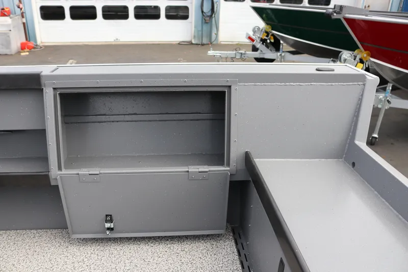 Slide: The Image of Interior view of 2026 Alumaweld Columbia 23 boat storage compartment. - 27