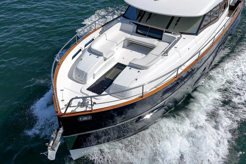 Slide: The Image of Azimut Magellano 50 yacht cruising on water, 2013 model, elegant design. - 49