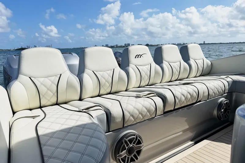 Slide: The Image of Luxurious seating on a Midnight Express 43 Open boat with ocean view. - 15