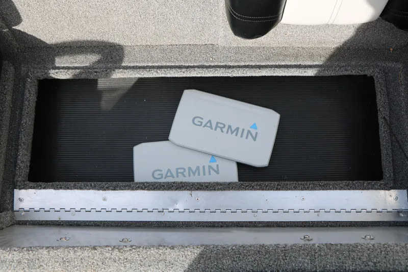 Slide: The Image of 2019 Crestliner VT 18 boat storage with Garmin covers inside. - 31