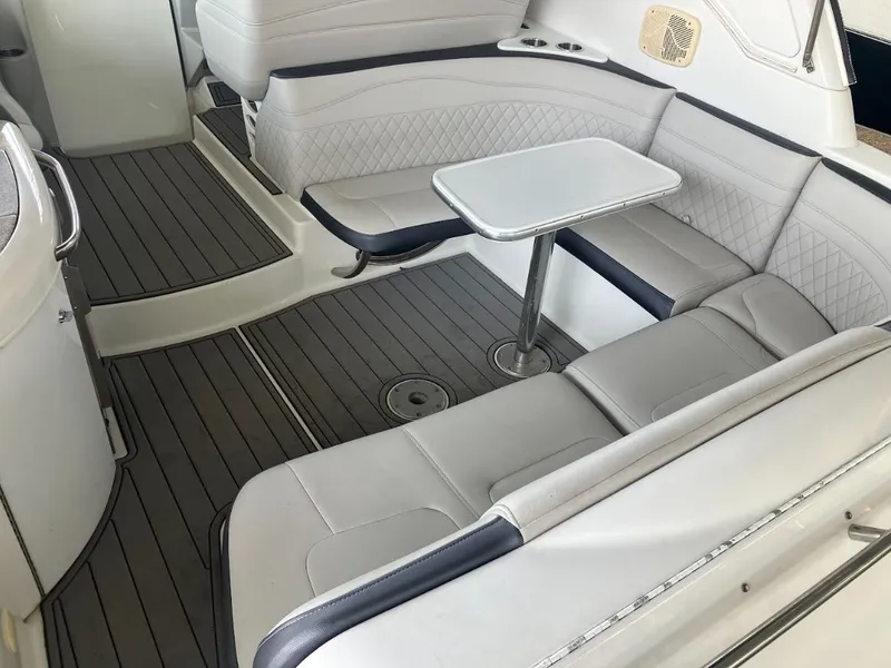 Slide: The Image of Interior of a 2006 Formula 31 Performance Cruiser with gray upholstery. - 6