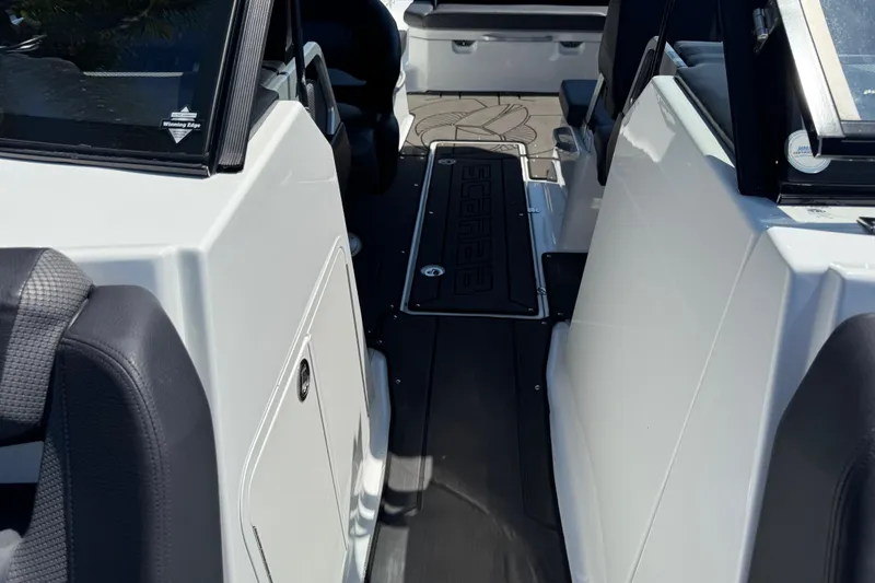 Slide: The Image of Interior view of 2022 Scarab 285 ID boat, featuring sleek seating and modern design. - 87