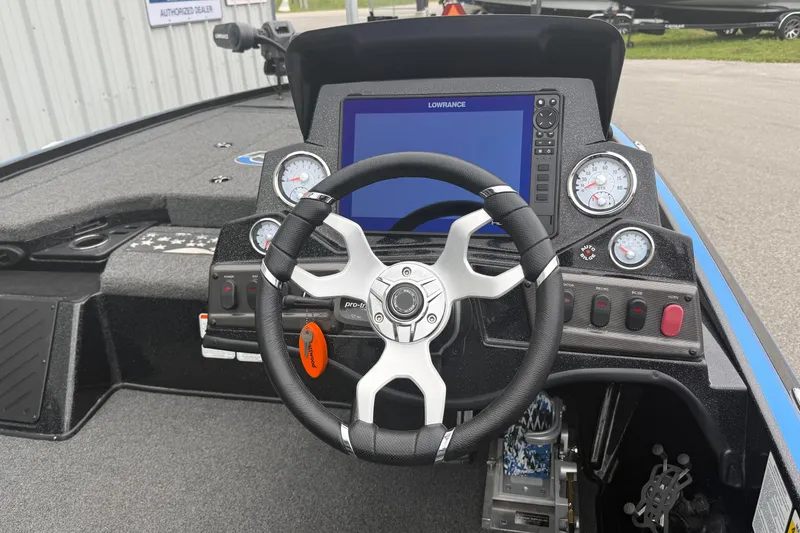 Slide: The Image of Steering console of a 2022 Nitro Z18 boat with digital display and gauges. - 3