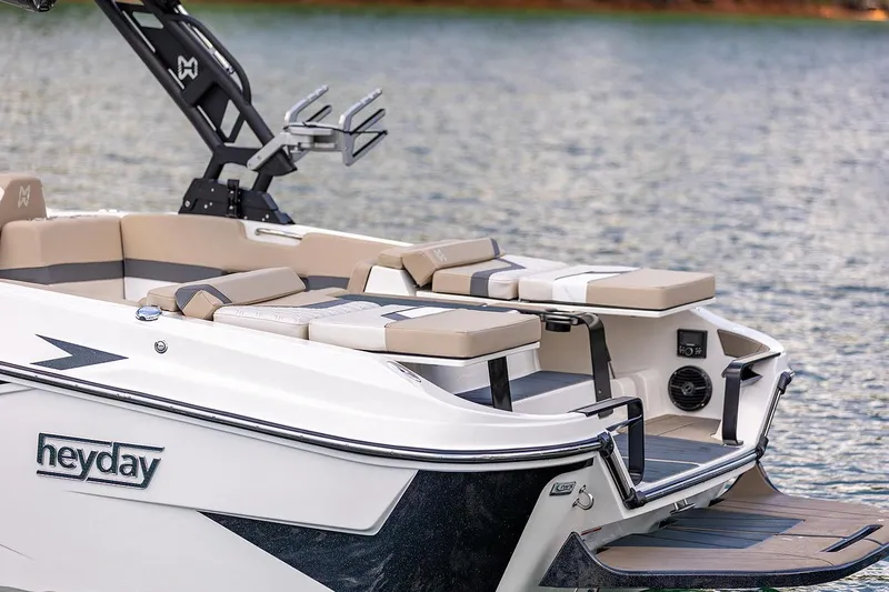 Slide: The Image of Manufacturer Provided Image: Rear view of Heyday H22 boat, 2026 model, on calm water. - 14