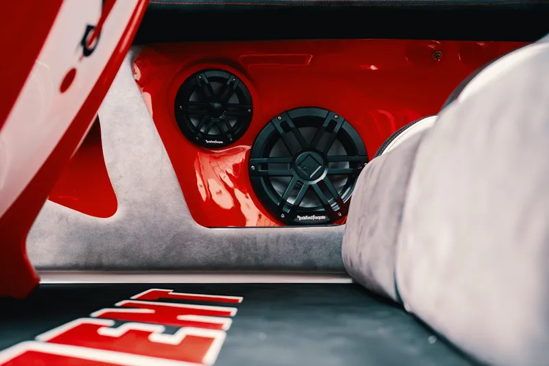 Slide: The Image of Interior view of Statement 360 CAT 2025 with premium audio system and sleek design. - 14