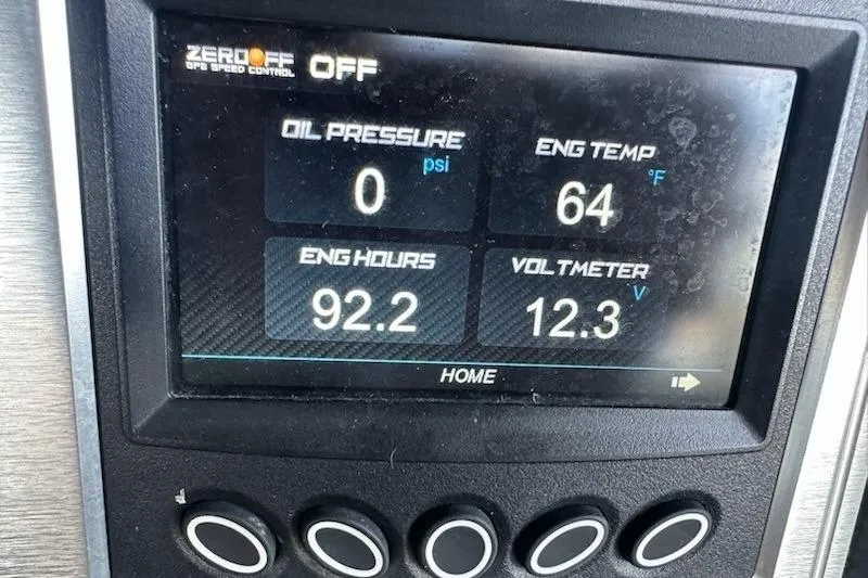 Slide: The Image of Dashboard display of a 2018 MasterCraft NXT22 showing engine metrics and controls. - 12