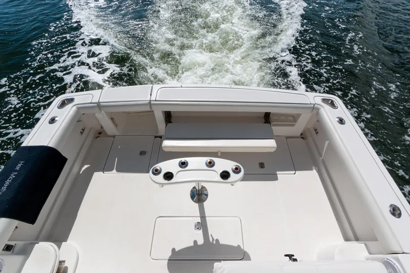 Slide: The Image of 2007 Tiara Yachts 3800 Open boat deck with seating and ocean view. - 19