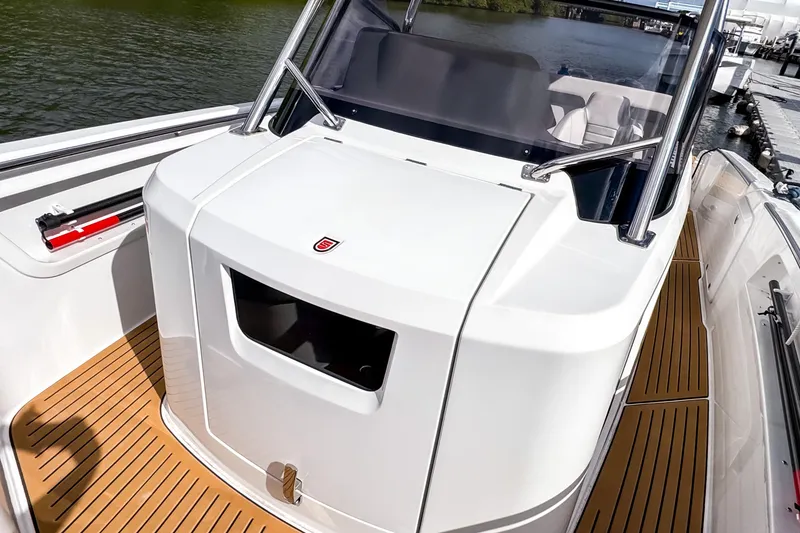 Slide: The Image of Modern STERK 31 boat, 2025 model, featuring sleek design and spacious deck. - 15