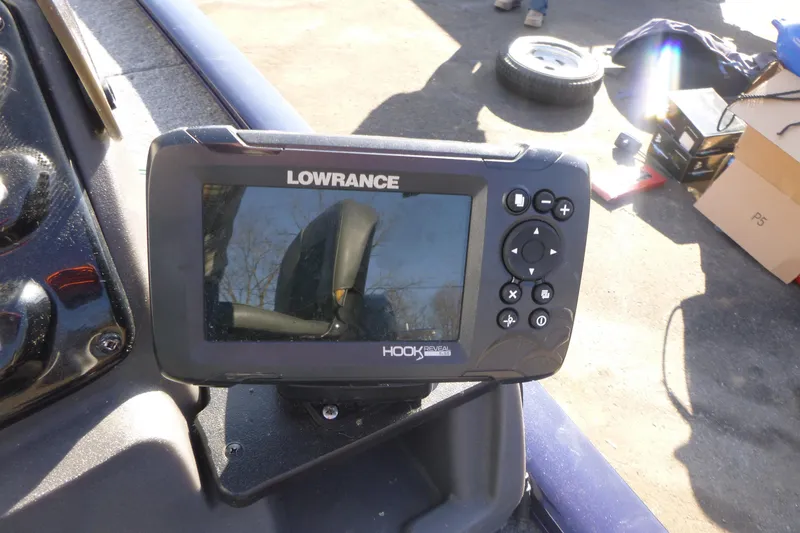 Slide: The Image of Lowrance Hook Reveal fish finder on 2021 Tracker Pro 170 boat dashboard. - 12