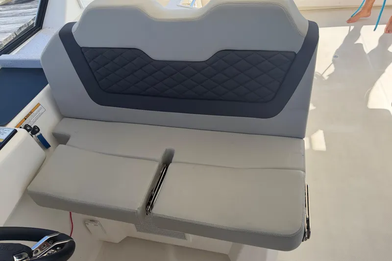 Slide: The Image of 2023 Aquila 36 Sport boat seat with quilted backrest and modern design. - 21