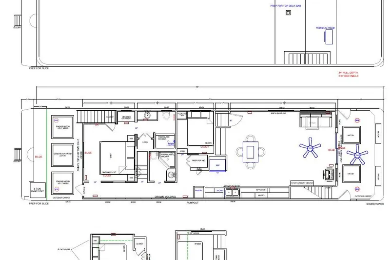 Slide: The Image of Floor plan of 2026 Sumerset Voyager houseboat, featuring detailed interior layout and amenities. - 18