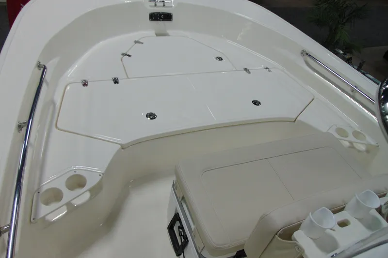 Slide: The Image of 2026 Boston Whaler 190 Montauk boat interior with seating and storage compartments. - 6