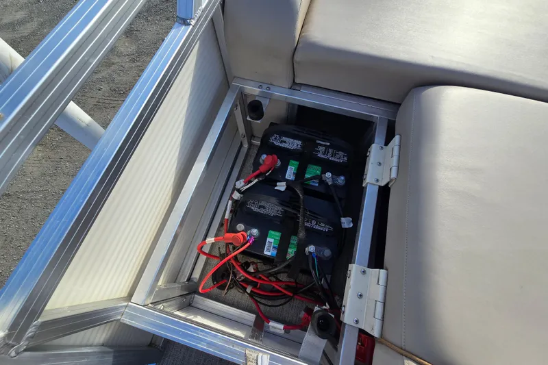 Slide: The Image of Battery compartment of 2020 Avalon LSZ VRB - 24' pontoon boat. - 43