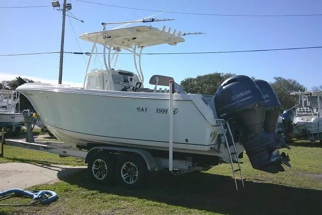 Slide: The Image of 2017 Sailfish 240 CC boat on trailer with Yamaha outboard motor. - 4
