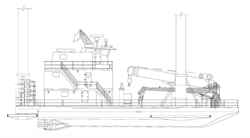 Slide: The Image of Engine room of a 1981 custom lift boat, showcasing machinery and piping. - 22