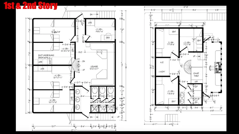 Slide: The Image of Blueprint of a 1981 custom lift boat, showing main deck layout and structural details. - 24
