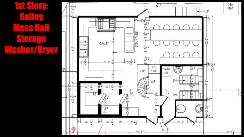 Slide: The Image of Floor plan of a custom 1981 lift boat, showing first and second stories. - 25