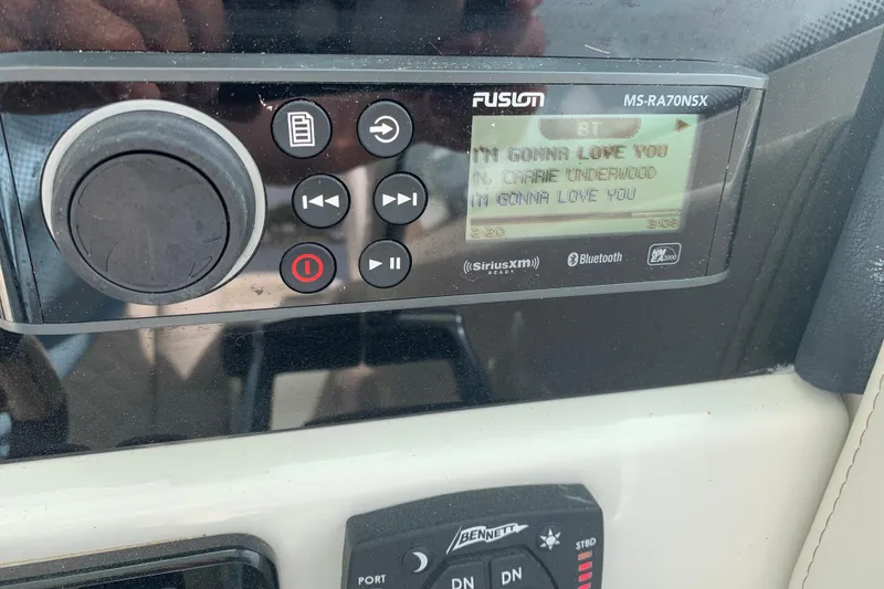 Slide: The Image of Fusion MS-RA70NSX stereo on 2023 Sailfish 276 DC boat, playing music via Bluetooth. - 36