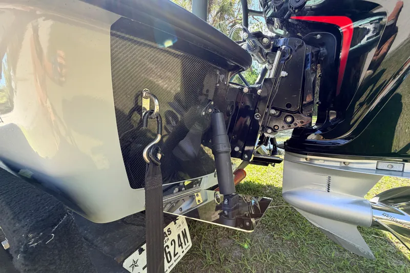 Slide: The Image of 2022 Chittum Skiffs Islamorada 21 boat transom and motor detail. - 74