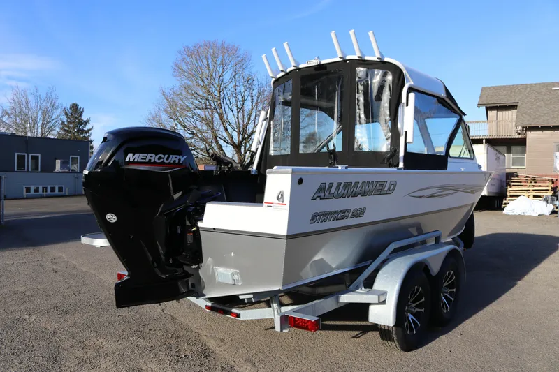 Slide: The Image of 2026 Alumaweld Stryker 202 boat with Mercury engine on trailer. - 3
