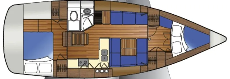Slide: The Image of 2016 Marlow-Hunter 37 yacht floor plan layout. - 2