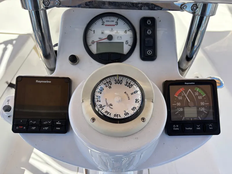 Slide: The Image of Control console of a 2016 Marlow-Hunter 37 sailboat. - 29