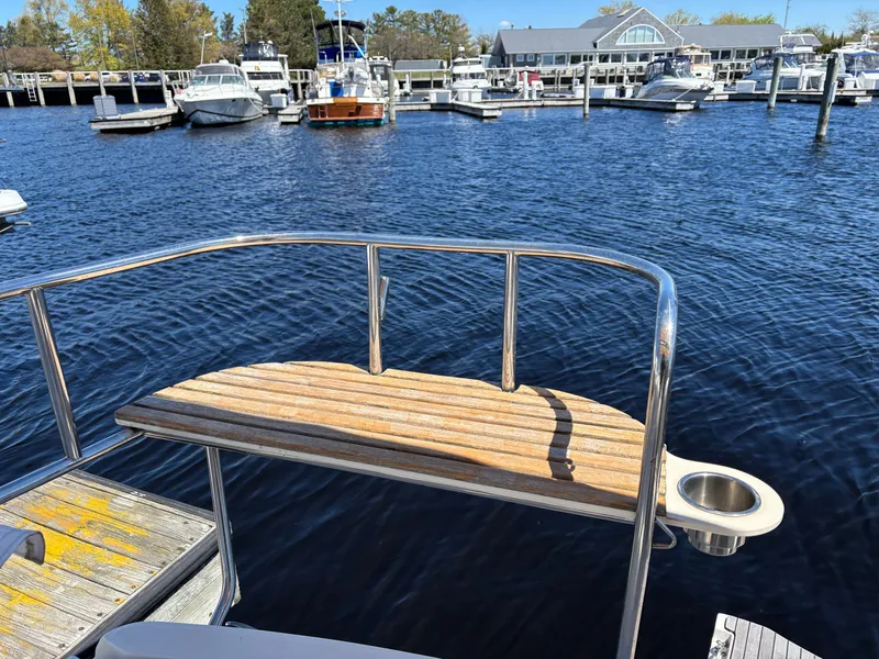 Slide: The Image of 2016 Marlow-Hunter 37 at marina with wooden platform. - 47