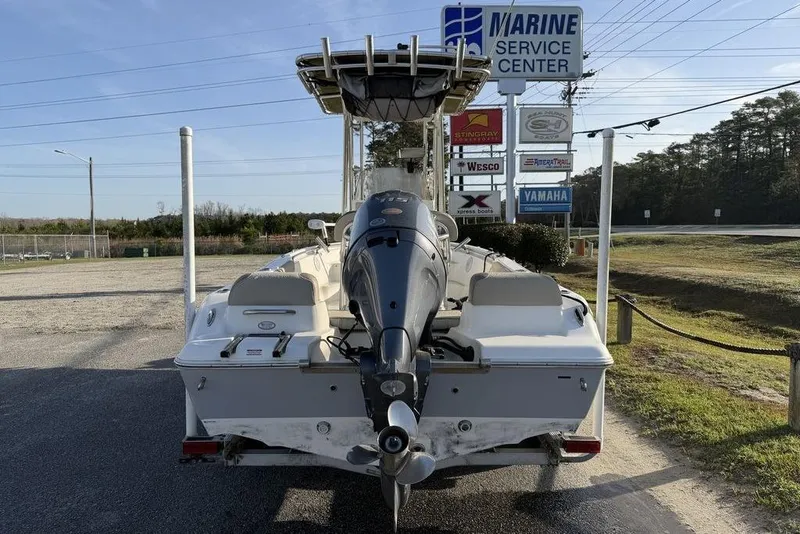 Slide: The Image of 2022 Key West 189 FS boat at marine service center, rear view. - 6