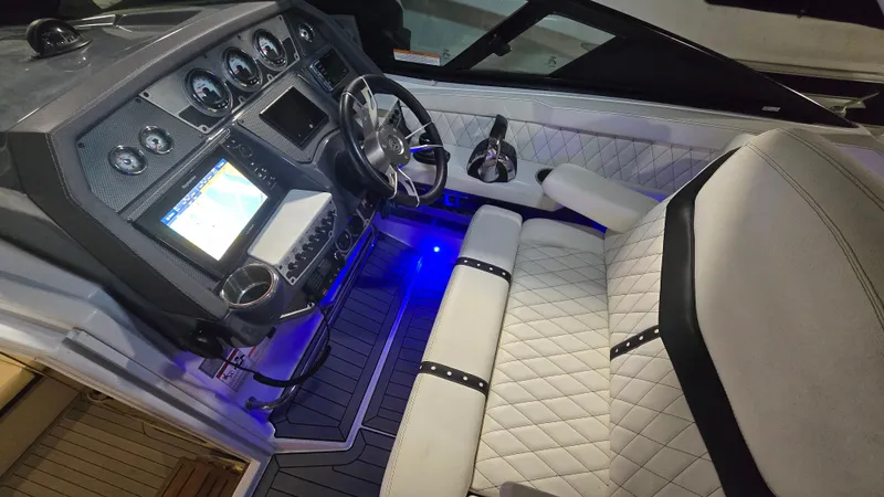 Slide: The Image of 2017 Cruisers Yachts 338CX cockpit with modern controls. - 7
