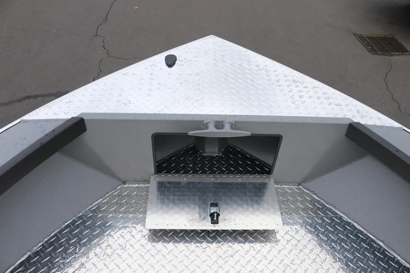 Slide: The Image of Bow of 2026 Alumaweld Columbia 23 boat with diamond plate flooring. - 14