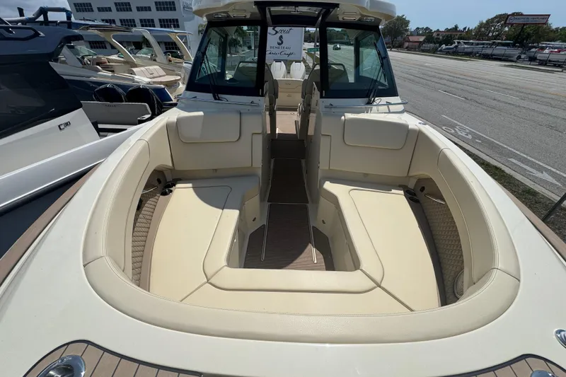 Slide: The Image of 2026 Chris-Craft Calypso 32 boat interior with spacious seating and elegant design. - 4