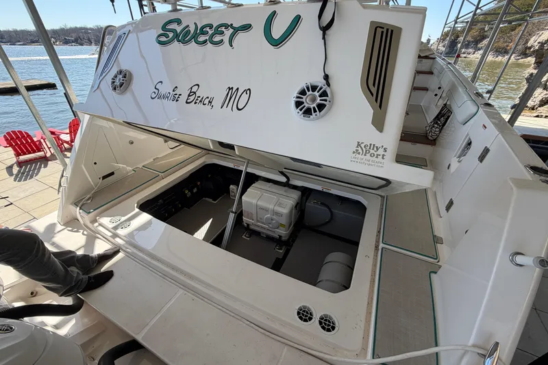 Slide: The Image of Control panel of 2023 Regal 38 SAV boat featuring bow thruster and bilge pump switches. - 56