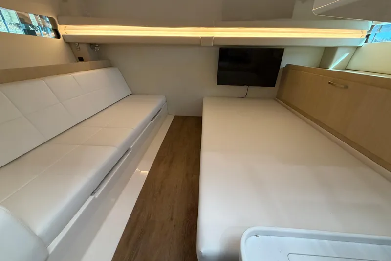 Slide: The Image of Modern bathroom interior of 2023 Regal 38 SAV yacht with sleek sink and shower. - 63