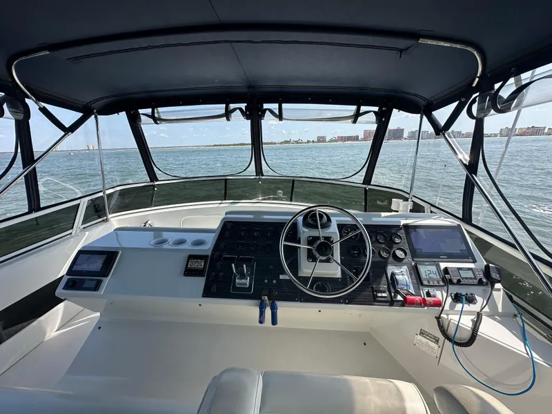 Slide: The Image of Helm of 2000 Carver 406 Motor Yacht with ocean view. - 13