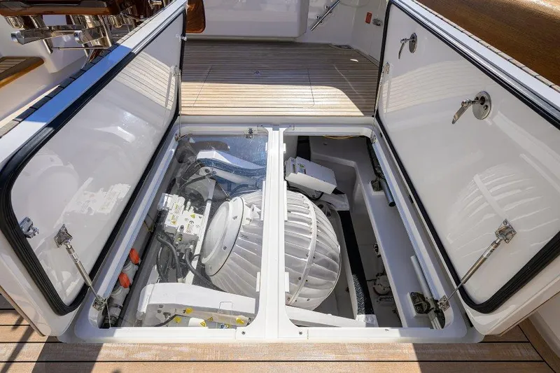 Slide: The Image of Engine compartment of 2020 Viking 72 Convertible yacht, showcasing advanced machinery. - 29