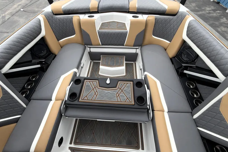 Slide: The Image of 2023 Tigé 23ZX boat interior with luxurious seating and stylish design. - 30