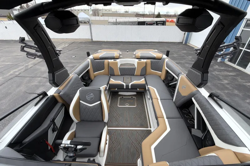 Slide: The Image of 2023 Tigé 23ZX boat interior with luxurious seating and modern design. - 40