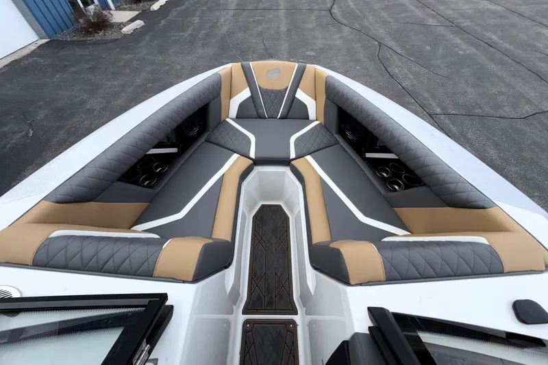 Slide: The Image of 2023 Tigé 23ZX boat interior with luxurious seating and modern design. - 7