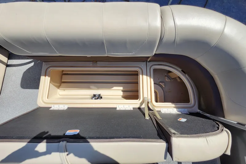 Slide: The Image of 2018 Sun Tracker Party Barge 20 DLX storage compartments with open seating. - 16