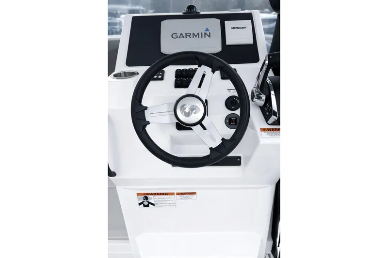 Slide: The Image of Steering console of 2024 Beneteau Flyer 8 SPACEdeck with Garmin and Mercury displays. - 5