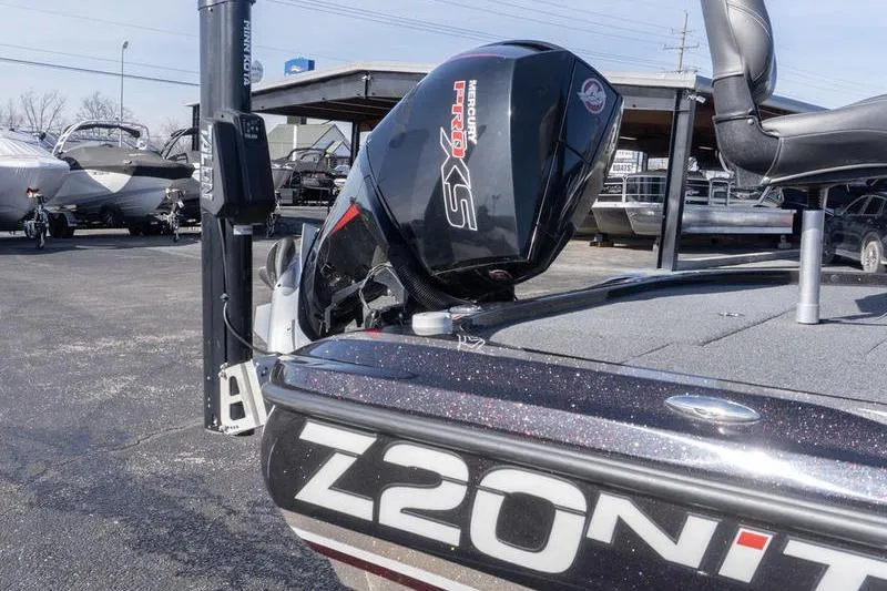 Slide: The Image of 2019 Nitro Z20 Pro boat with Mercury Pro XS engine in a dealership lot. - 7