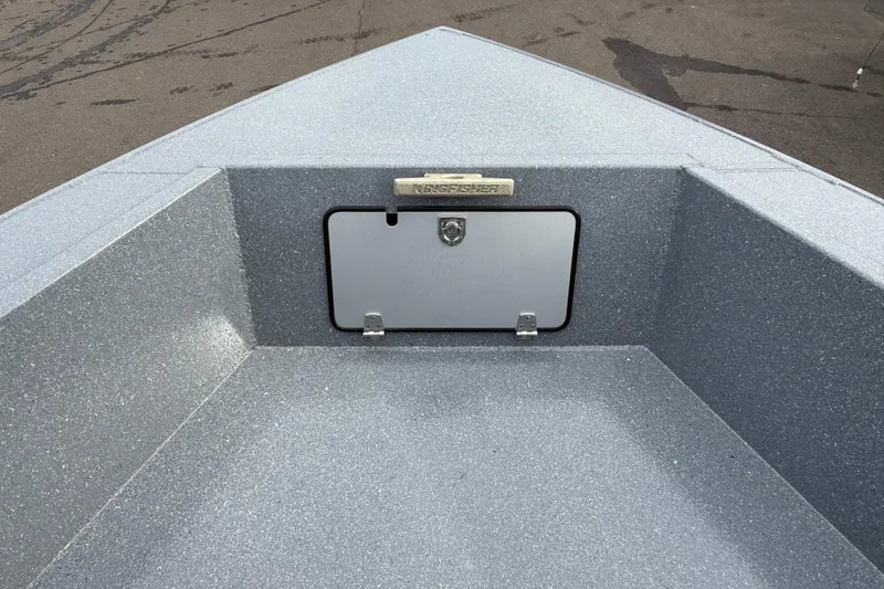 Slide: The Image of Bow storage compartment of 2026 KingFisher 2025 Escape HTT boat, featuring a sleek, metallic finish. - 26