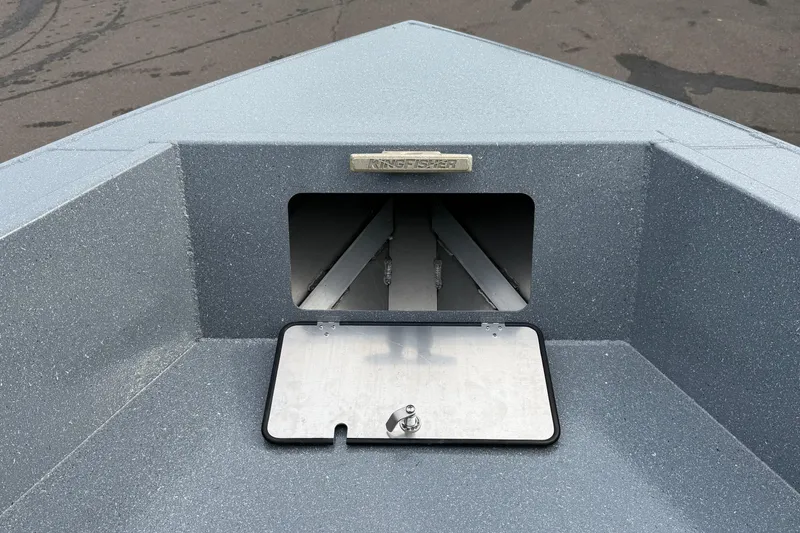 Slide: The Image of Bow of KingFisher 2025 Escape HTT boat, featuring a storage compartment, 2026 model. - 27