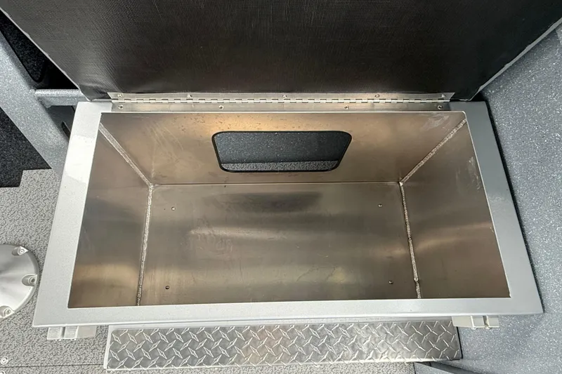 Slide: The Image of Storage compartment in 2026 KingFisher 2025 Escape HTT boat, featuring durable metal construction. - 31